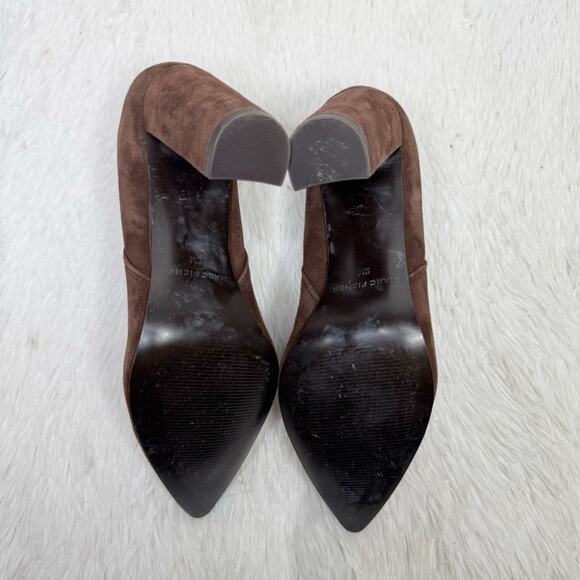 MARC FISHER / Hydra chocolate brown suede leather pointed toe heeled boots / 9 - Picture 8 of 9
